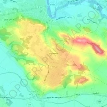 Carte topographique Rieu-Marty, altitude, relief