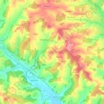 Carte topographique Schildthurn, altitude, relief