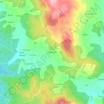 Carte topographique Montemaior, altitude, relief