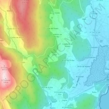 Carte topographique Cures, altitude, relief