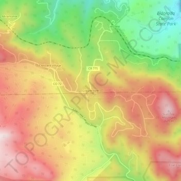 Carte topographique Copperdale, altitude, relief