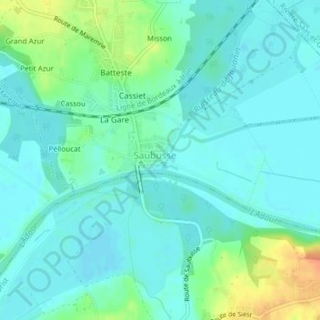 Carte topographique Maison Bellepeyre, altitude, relief