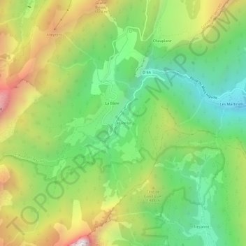 Carte topographique Les Pellas, altitude, relief