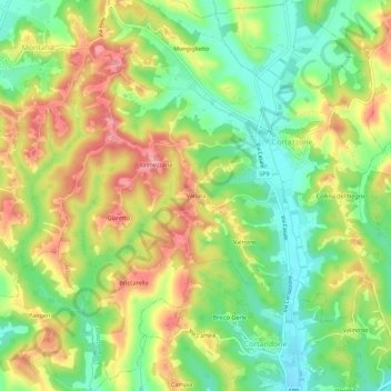 Carte topographique Vanara, altitude, relief