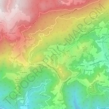 Carte topographique Tezetta, altitude, relief
