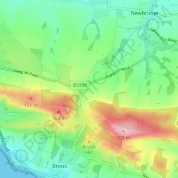 Carte topographique Chessell, altitude, relief