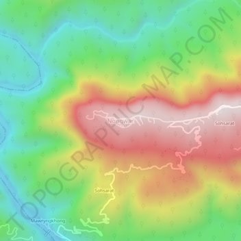 Carte topographique Nongwar, altitude, relief