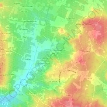 Carte topographique Pinet, altitude, relief