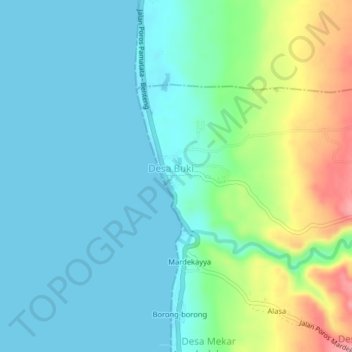 Carte topographique Baruia, altitude, relief