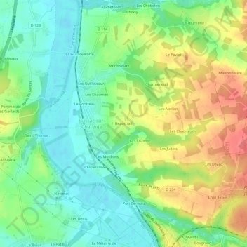 Carte topographique Beauchail, altitude, relief