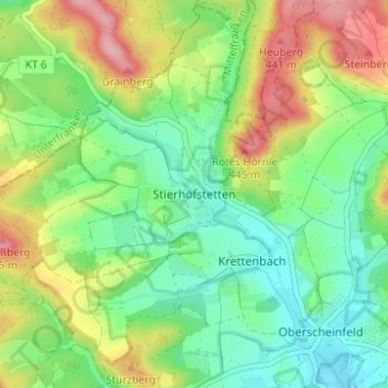 Carte topographique Stierhöfstetten, altitude, relief
