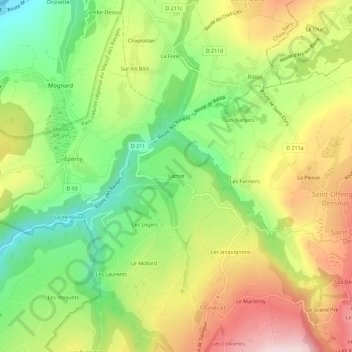 Carte topographique Lachat, altitude, relief