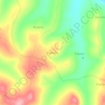 Carte topographique Kigaaga, altitude, relief