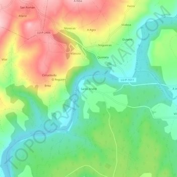 Carte topographique Santo André, altitude, relief