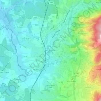 Carte topographique Moulin Febvre, altitude, relief