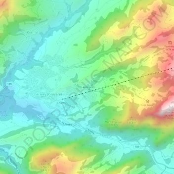 Carte topographique Les Arses, altitude, relief