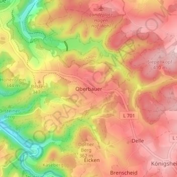 Carte topographique Oberbauer, altitude, relief