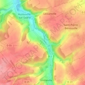 Carte topographique Thiédeville, altitude, relief