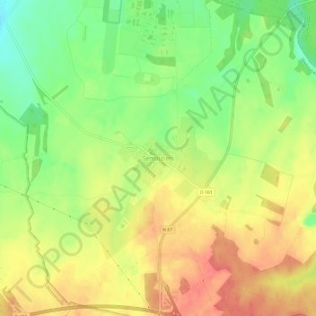 Carte topographique Semoutiers, altitude, relief