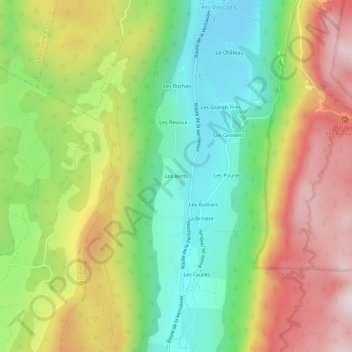 Carte topographique Les Berts, altitude, relief