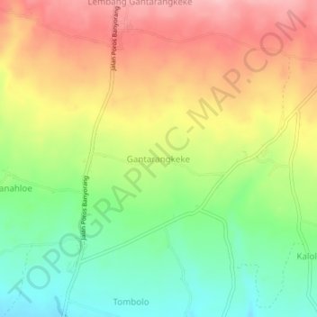 Carte topographique Gantarangkeke, altitude, relief