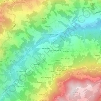 Carte topographique Rovinella, altitude, relief