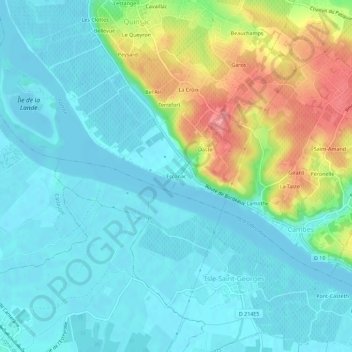 Carte topographique Esconac, altitude, relief