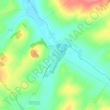 Carte topographique Trancault, altitude, relief