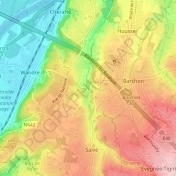 Carte topographique Légipont, altitude, relief