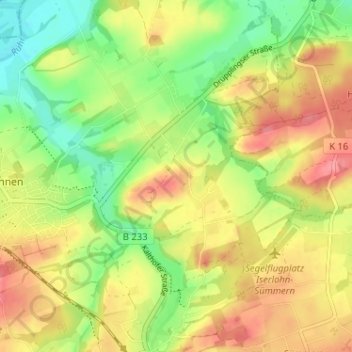 Carte topographique Drüpplingsen, altitude, relief