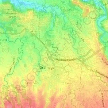 Carte topographique Margajaya, altitude, relief