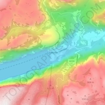 Carte topographique Lysebotn, altitude, relief