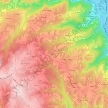 Carte topographique Gachon, altitude, relief