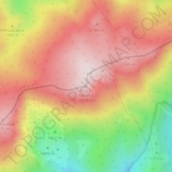 Carte topographique Pico El Nevero, altitude, relief
