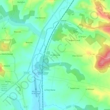Carte topographique Les Perrotins, altitude, relief