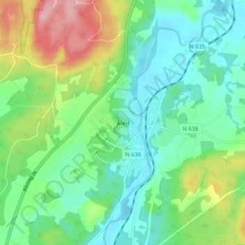 Carte topographique Åled, altitude, relief