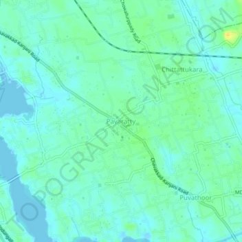 Carte topographique Pavaratty, altitude, relief