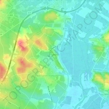 Carte topographique Castanie, altitude, relief