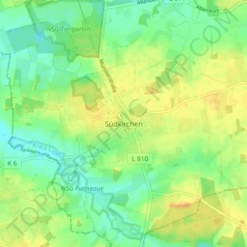 Carte topographique Südkirchen, altitude, relief