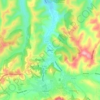 Carte topographique Hazketa, altitude, relief