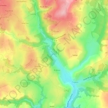 Carte topographique La Hire, altitude, relief