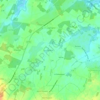 Carte topographique Bouzeray, altitude, relief
