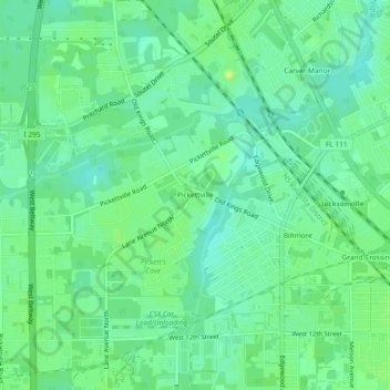 Carte topographique Pickettville, altitude, relief