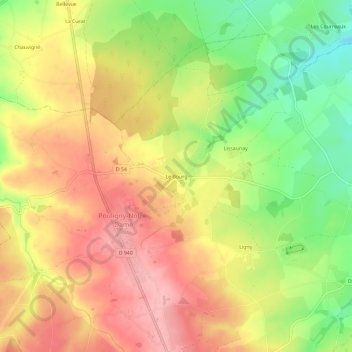 Carte topographique Le Bourg, altitude, relief