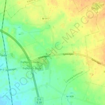 Carte topographique Fjelie, altitude, relief