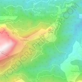 Carte topographique Agouni Fourou, altitude, relief