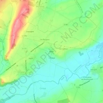 Carte topographique Rosier, altitude, relief