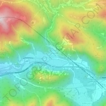 Carte topographique Ugovizza, altitude, relief