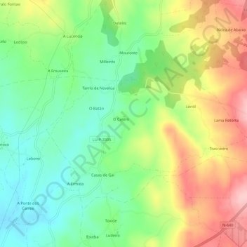 Carte topographique Novelúa, altitude, relief
