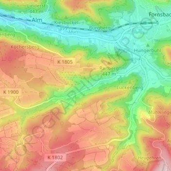 Carte topographique Klingen, altitude, relief